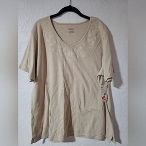 NWT Classic Elements Creme Shirt with Floral pattern